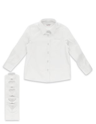 5 Pack Girls&rsquo; Easy to Iron Long Sleeve Shirts